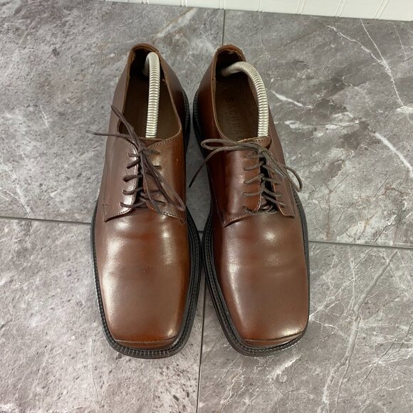 Bachrach Shoes‎ Men\'s Size 9.5 D Brown Leather Lace Up Dress Square Toe Italy main image 9